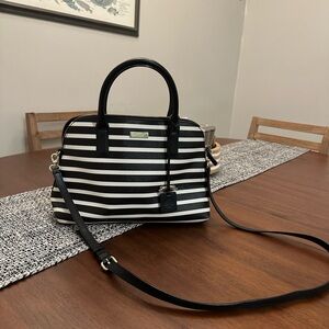 Kate Spade Black and White Striped Satchel and Wallet